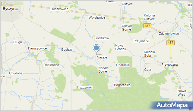 mapa Nasale, Nasale gmina Byczyna na mapie Targeo