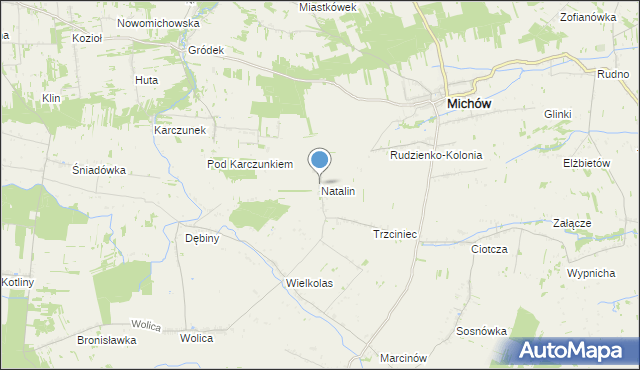 mapa Natalin, Natalin gmina Michów na mapie Targeo