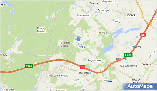 mapa Nekla, Nekla gmina Dobrcz na mapie Targeo