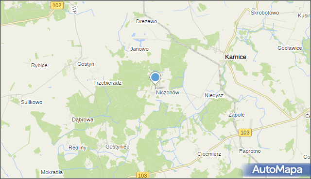 mapa Niczonów, Niczonów na mapie Targeo