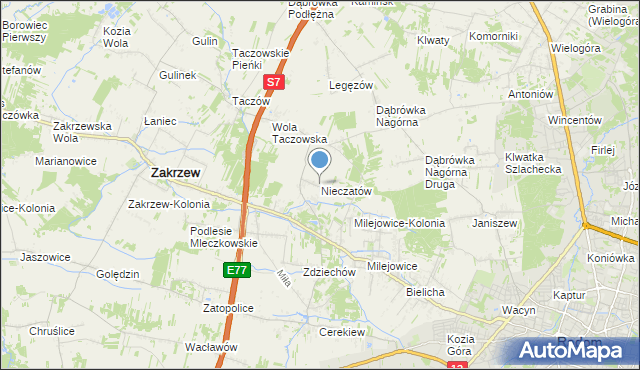 mapa Nieczatów, Nieczatów na mapie Targeo