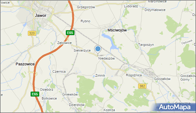 mapa Niedaszów, Niedaszów na mapie Targeo