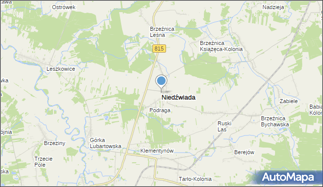 mapa Niedźwiada, Niedźwiada powiat lubartowski na mapie Targeo
