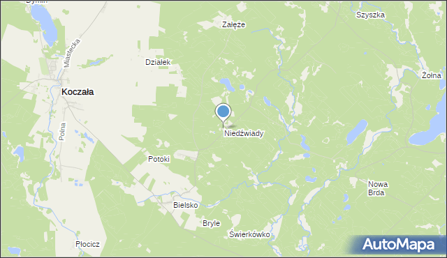 mapa Niedźwiady, Niedźwiady gmina Koczała na mapie Targeo