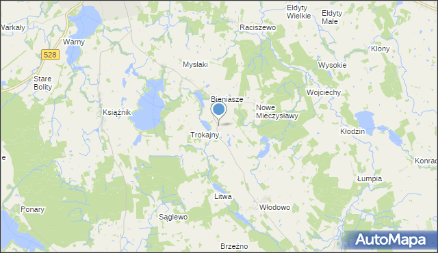 mapa Niegławki, Niegławki na mapie Targeo