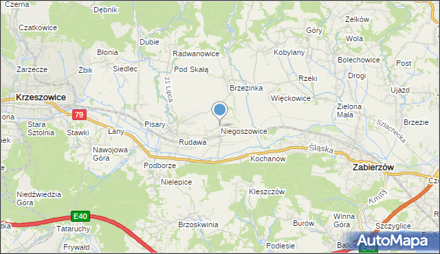 mapa Niegoszowice, Niegoszowice na mapie Targeo