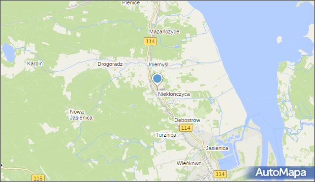 mapa Niekłończyca, Niekłończyca na mapie Targeo