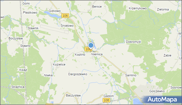 mapa Niemica, Niemica gmina Golczewo na mapie Targeo