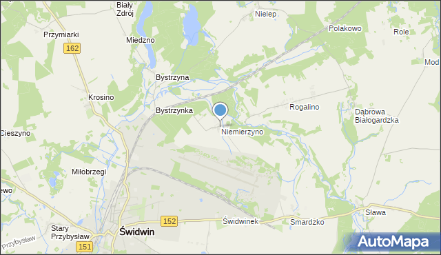 mapa Niemierzyno, Niemierzyno gmina Świdwin na mapie Targeo