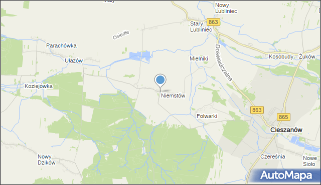 mapa Niemstów, Niemstów gmina Cieszanów na mapie Targeo