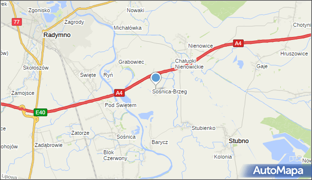 mapa Nienowice-Brzeg, Nienowice-Brzeg na mapie Targeo