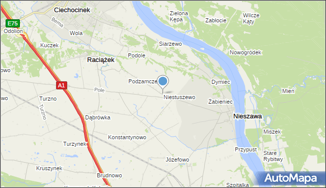 mapa Niestuszewo, Niestuszewo na mapie Targeo