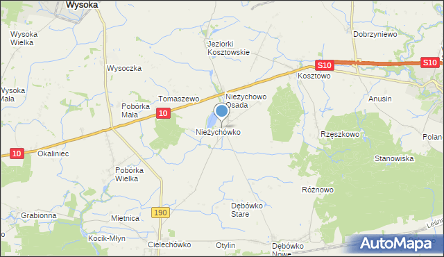 mapa Nieżychowo, Nieżychowo na mapie Targeo