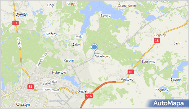 mapa Nikielkowo, Nikielkowo na mapie Targeo