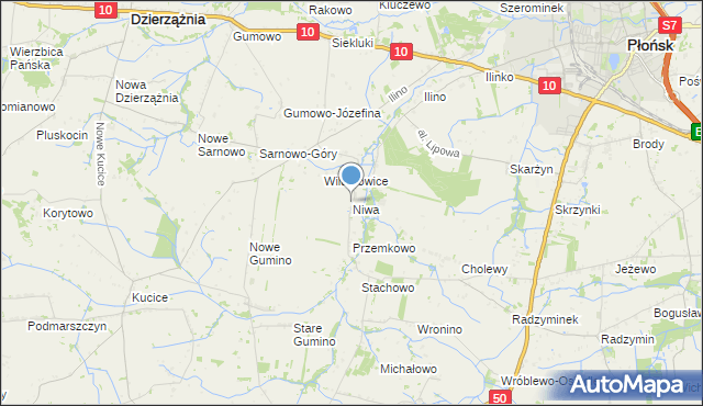 mapa Niwa, Niwa gmina Dzierzążnia na mapie Targeo