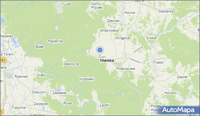 mapa Niwiska, Niwiska powiat kolbuszowski na mapie Targeo