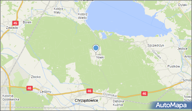 mapa Niwki, Niwki gmina Chrząstowice na mapie Targeo