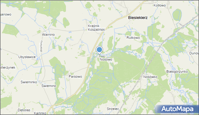 mapa Nosowo, Nosowo gmina Biesiekierz na mapie Targeo