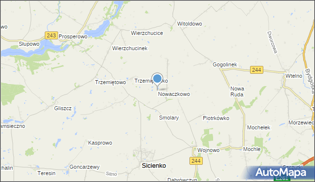 mapa Nowaczkowo, Nowaczkowo na mapie Targeo