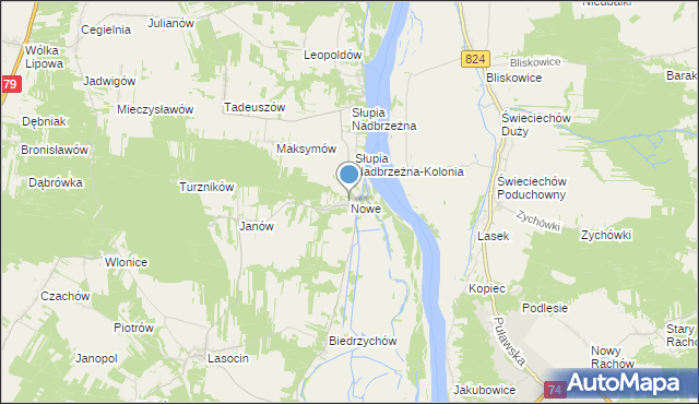 mapa Nowe, Nowe gmina Ożarów na mapie Targeo