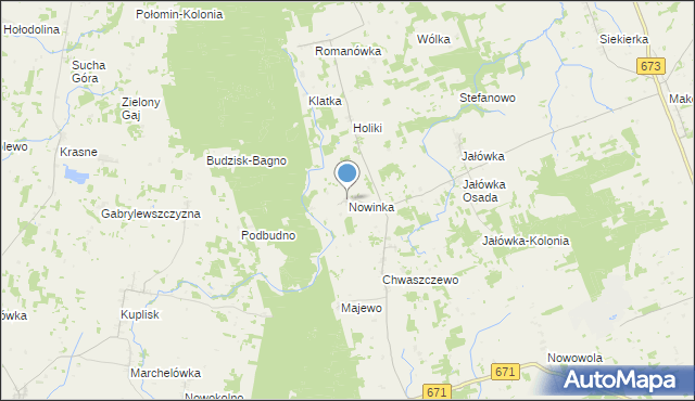 mapa Nowinka, Nowinka gmina Sidra na mapie Targeo