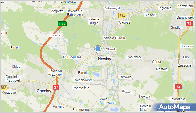 mapa Nowiny, Nowiny gmina Sitkówka-Nowiny na mapie Targeo