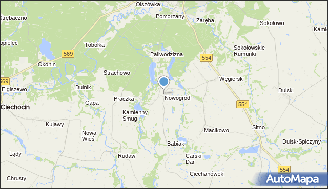 mapa Nowogród, Nowogród gmina Golub-Dobrzyń na mapie Targeo
