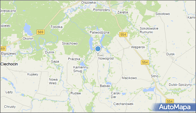 mapa Nowogród, Nowogród gmina Golub-Dobrzyń na mapie Targeo