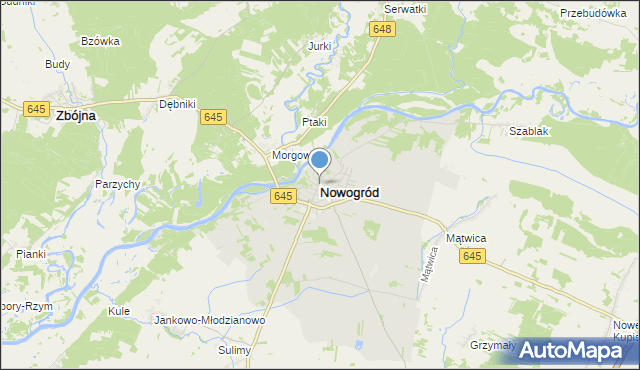 mapa Nowogród, Nowogród powiat łomżyński na mapie Targeo