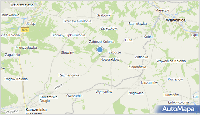 mapa Noworąblów, Noworąblów na mapie Targeo