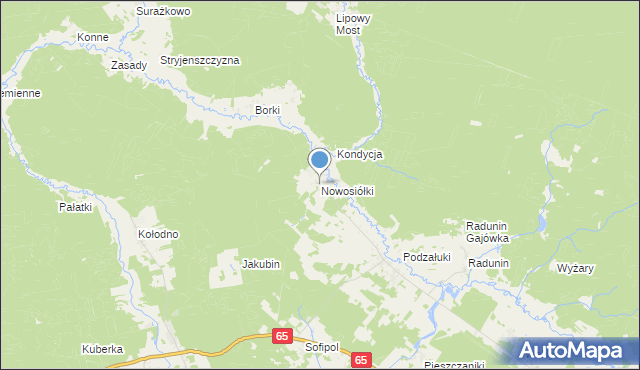 mapa Nowosiółki, Nowosiółki gmina Gródek na mapie Targeo