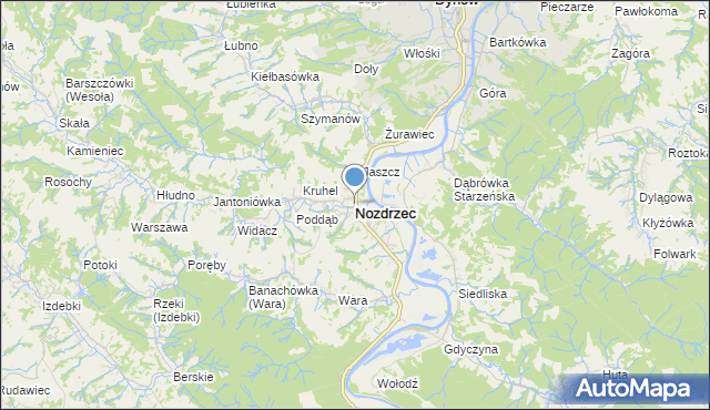 mapa Nozdrzec, Nozdrzec na mapie Targeo