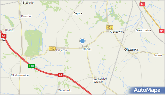 mapa Obórki, Obórki gmina Olszanka na mapie Targeo