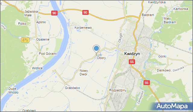 mapa Obory, Obory gmina Kwidzyn na mapie Targeo