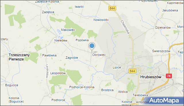 mapa Obrowiec, Obrowiec gmina Hrubieszów na mapie Targeo