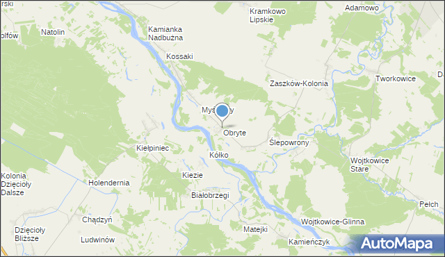 mapa Obryte, Obryte gmina Nur na mapie Targeo