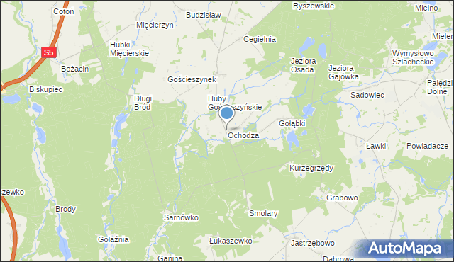 mapa Ochodza, Ochodza gmina Trzemeszno na mapie Targeo