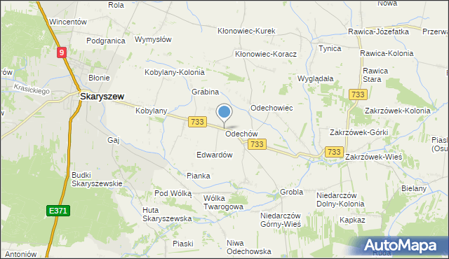 mapa Odechów, Odechów gmina Skaryszew na mapie Targeo