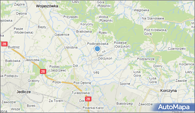 mapa Odrzykoń, Odrzykoń na mapie Targeo