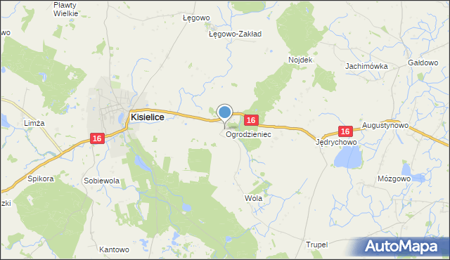 mapa Ogrodzieniec, Ogrodzieniec gmina Kisielice na mapie Targeo