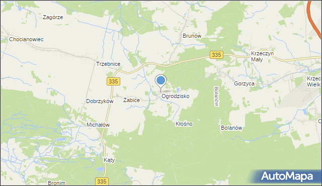 mapa Ogrodzisko, Ogrodzisko gmina Chocianów na mapie Targeo