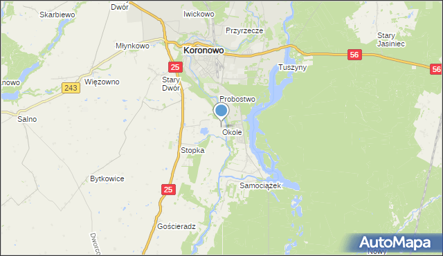 mapa Okole, Okole gmina Koronowo na mapie Targeo