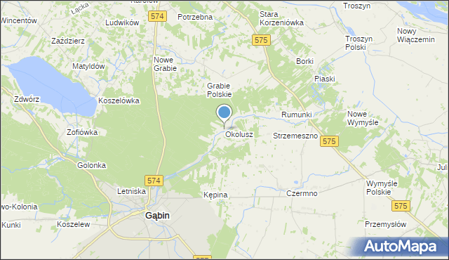 mapa Okolusz, Okolusz na mapie Targeo