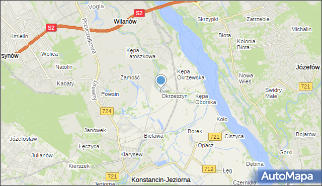 mapa Okrzeszyn, Okrzeszyn gmina Konstancin-Jeziorna na mapie Targeo