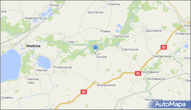 mapa Okulice, Okulice gmina Sobótka na mapie Targeo