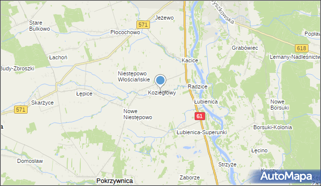 mapa Olbrachcice, Olbrachcice gmina Pokrzywnica na mapie Targeo