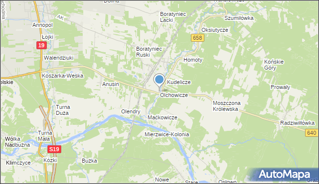 mapa Olchowicze, Olchowicze na mapie Targeo
