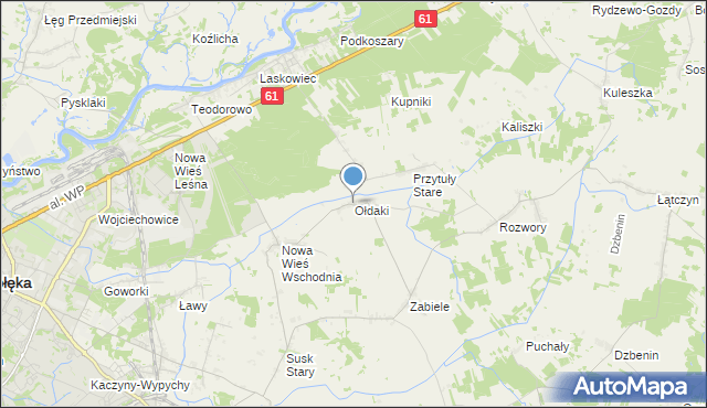 mapa Ołdaki, Ołdaki gmina Rzekuń na mapie Targeo