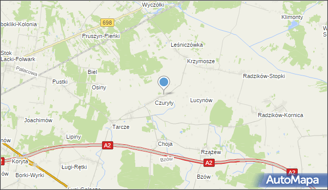 mapa Olędy, Olędy gmina Zbuczyn na mapie Targeo