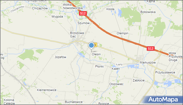 mapa Olesin, Olesin gmina Kurów na mapie Targeo